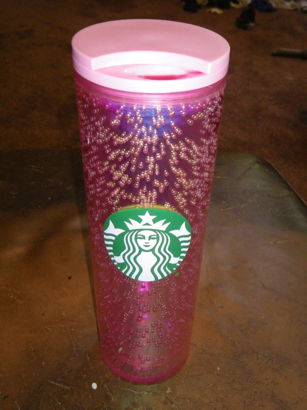Starbucks Pink Holiday Champagne Bubbles Cold Cup 16 oz Tumbler Limited Edition